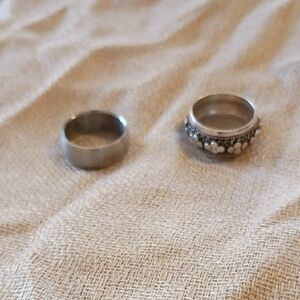 Silver and Flower Accent Rings